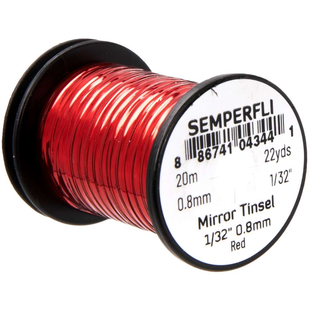 Semperfli Spool 1/32'' Red Mirror Tinsel Fly Tying Materials (Product Length 21.87Yds / 20m)
